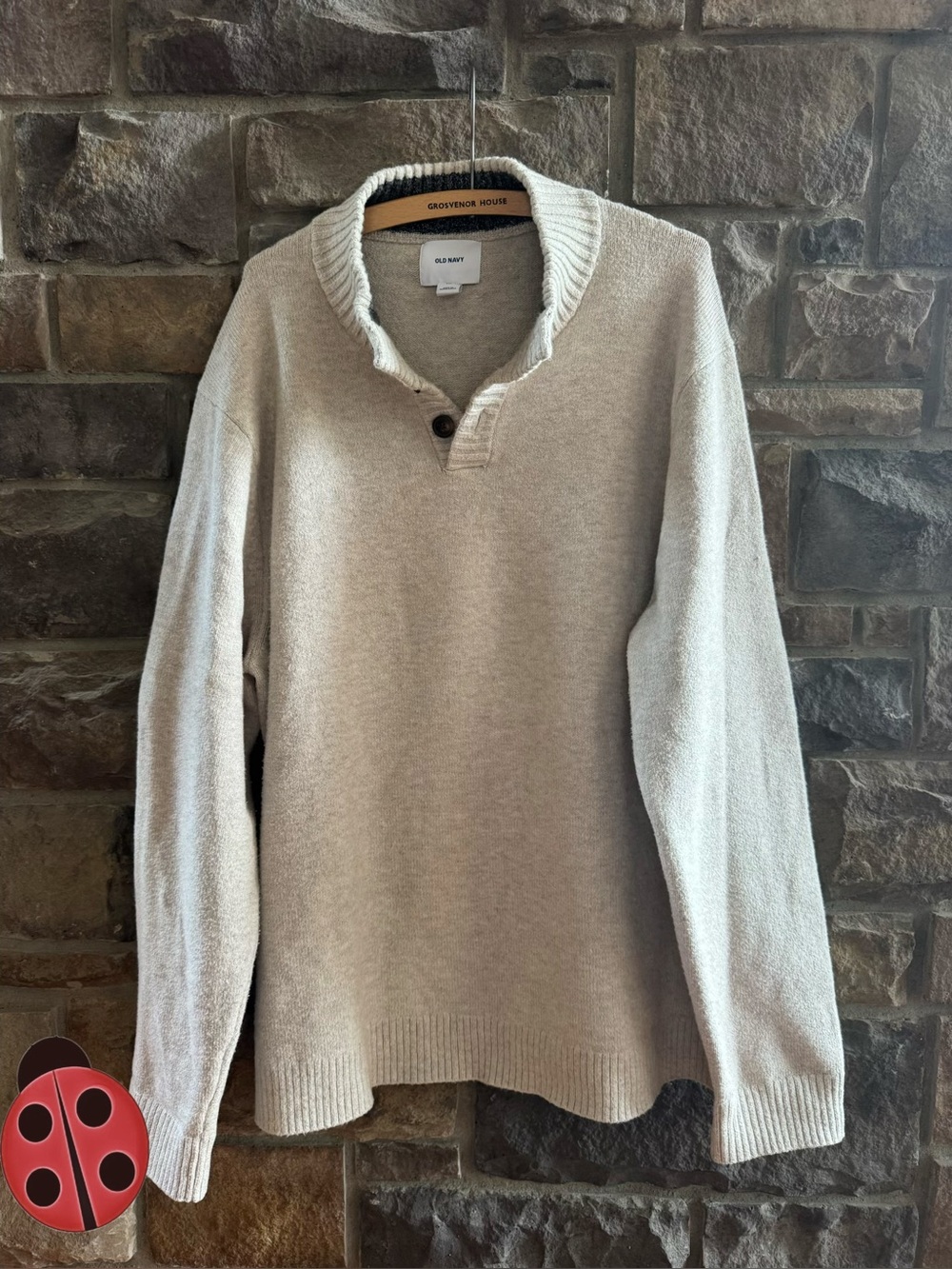 Men’s Old Navy Cream Shawl Collar Pullover Sweater-XXL